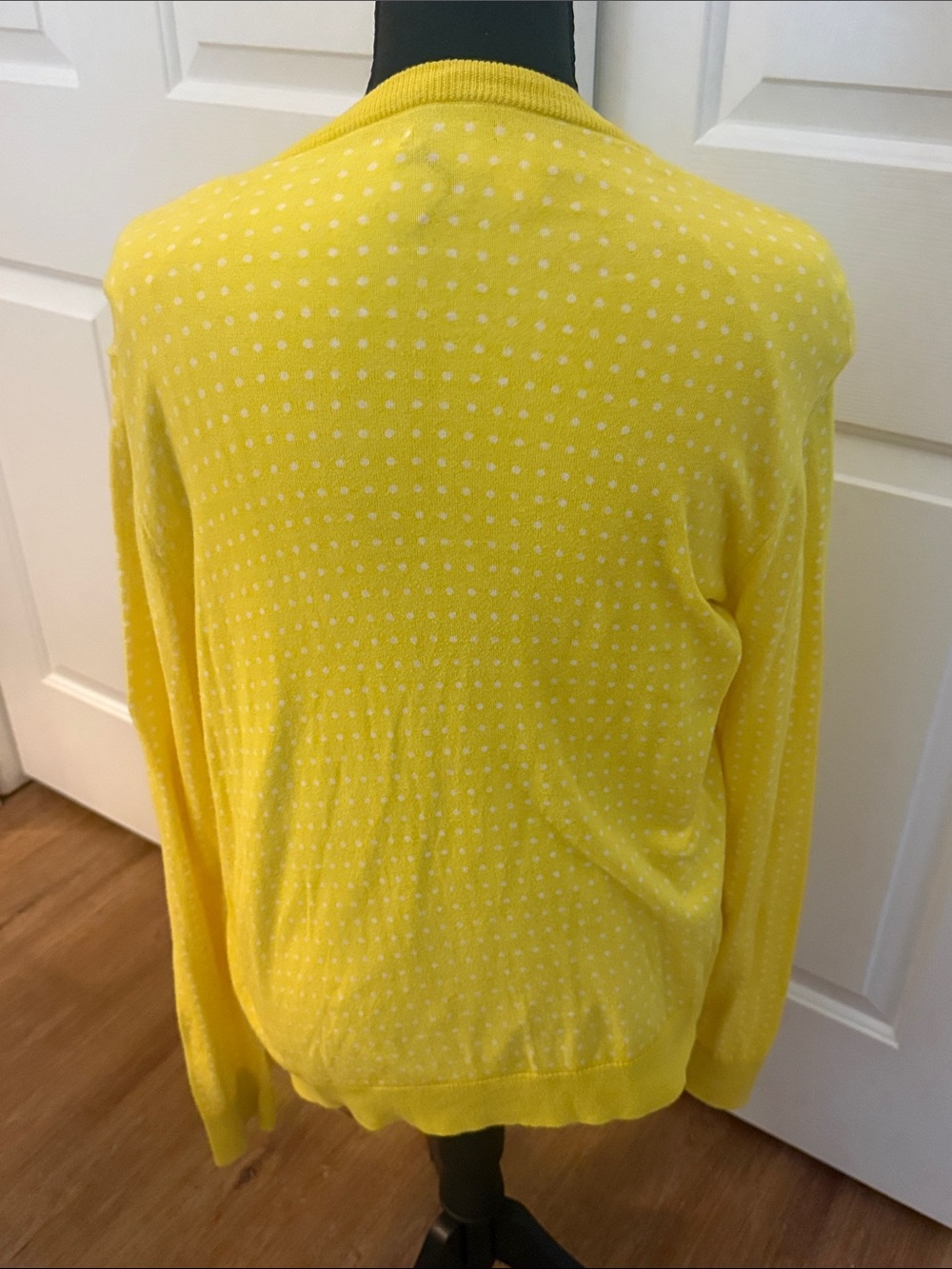 J. Crew 2 Pc Yellow Polka Dot Women’s Caryn Cardigan Twin Set Preppy Office XXL - Picture 4 of 9
